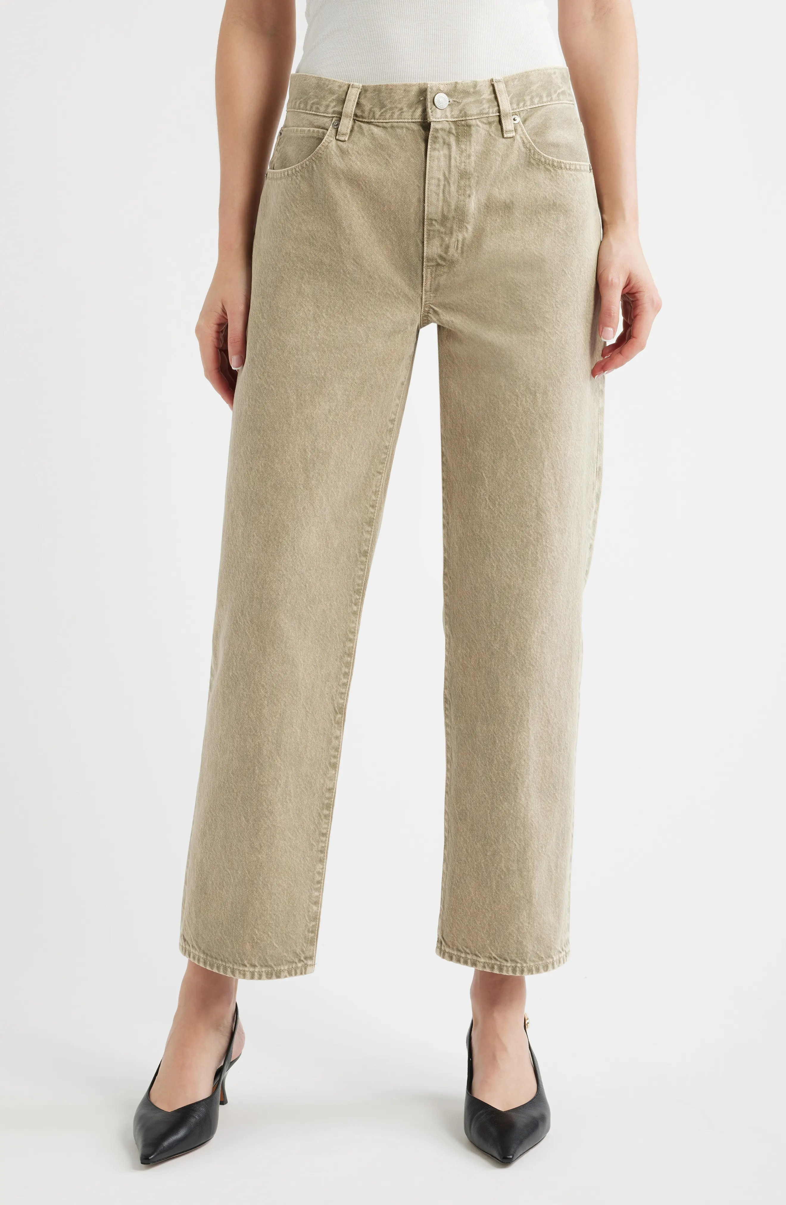 FRAME The Hang Mid Rise Ankle Straight Leg Jeans (Women) | Nordstrom | Nordstrom