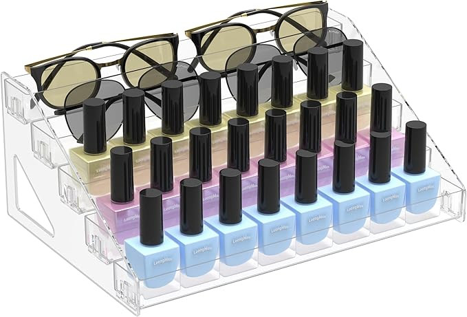 5 Tier Nail Polish Organizer Holder | Multi-Purpose Storage Rack for Eyeshadow Palettes, Sunglass... | Amazon (US)
