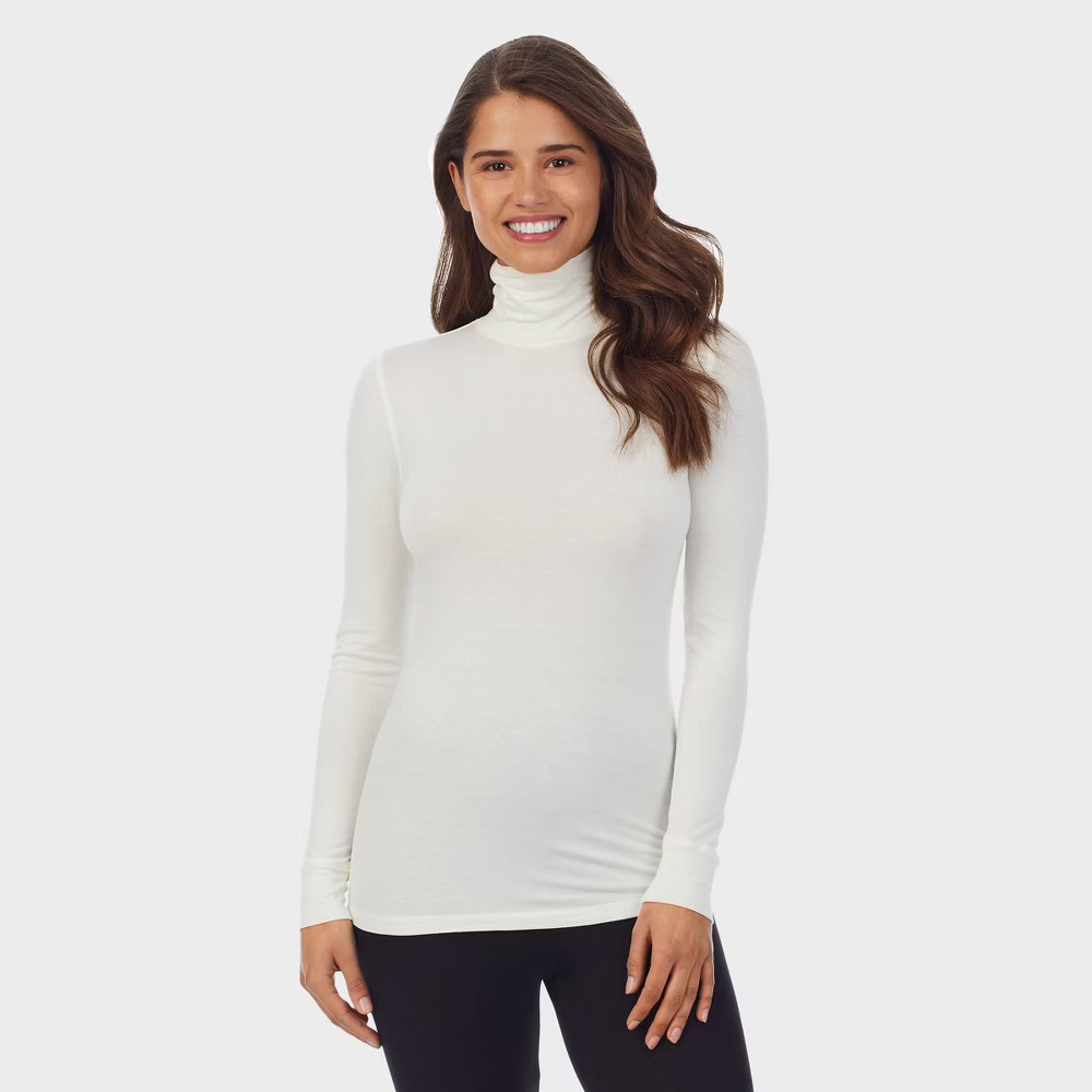 Warm Essentials by Cuddl Duds Women's Smooth Stretch Thermal Turtleneck Top - Ivory XXL | Target