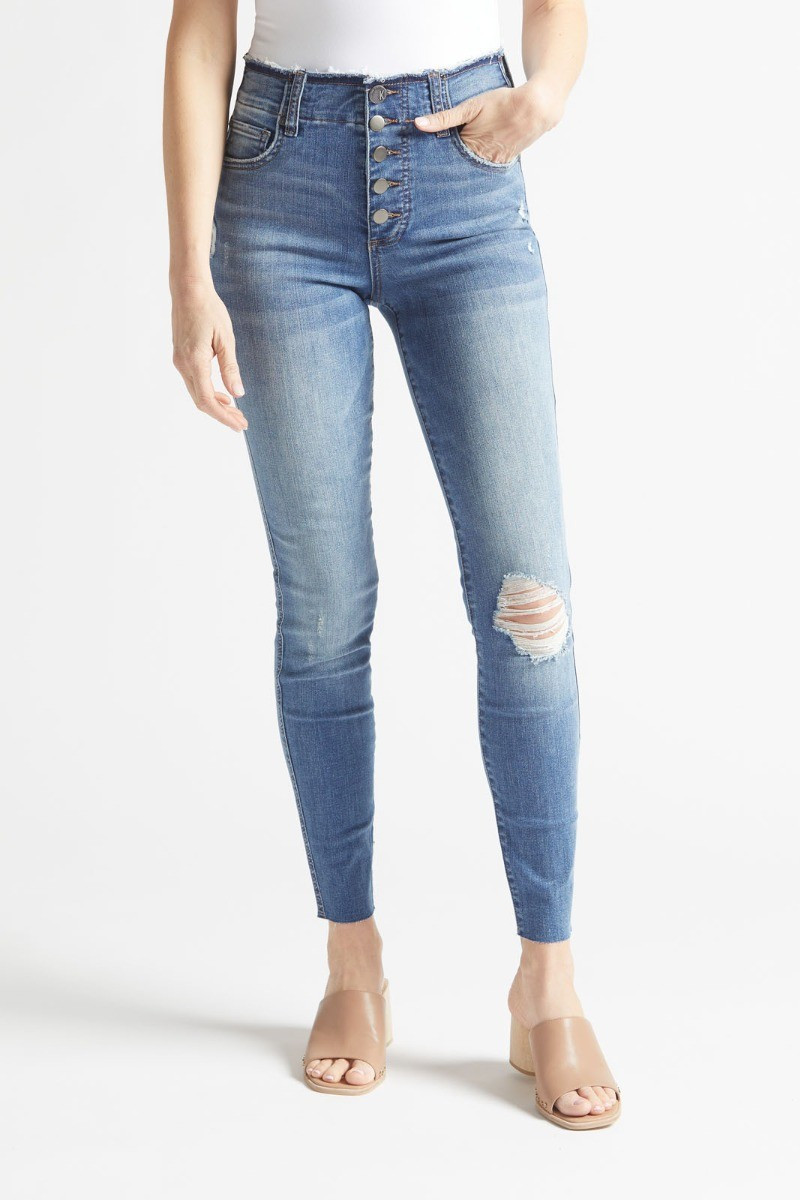 KUT FROM THE KLOTH High Rise Mia Skinny with Exposed Buttons | EVEREVE | Evereve