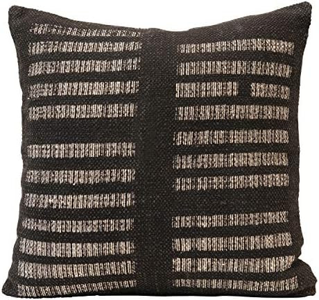 Creative Co-Op Woven Cotton, White & Black Pillow, 1 Count (Pack of 1), Black | Amazon (US)