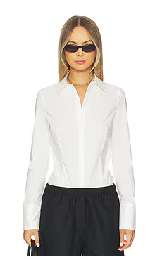 St. Agni Classic Shirt Bodysuit in White from Revolve.com | Revolve Clothing (Global)