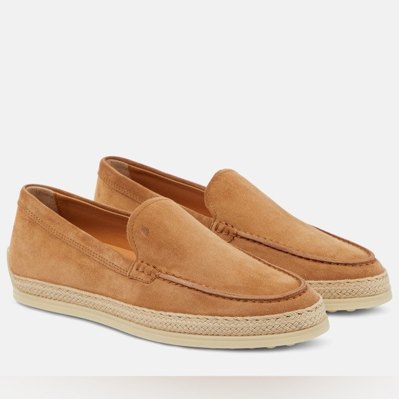TOD’S jute trimmed suede moccasins camel brown suede 7.5 | Poshmark