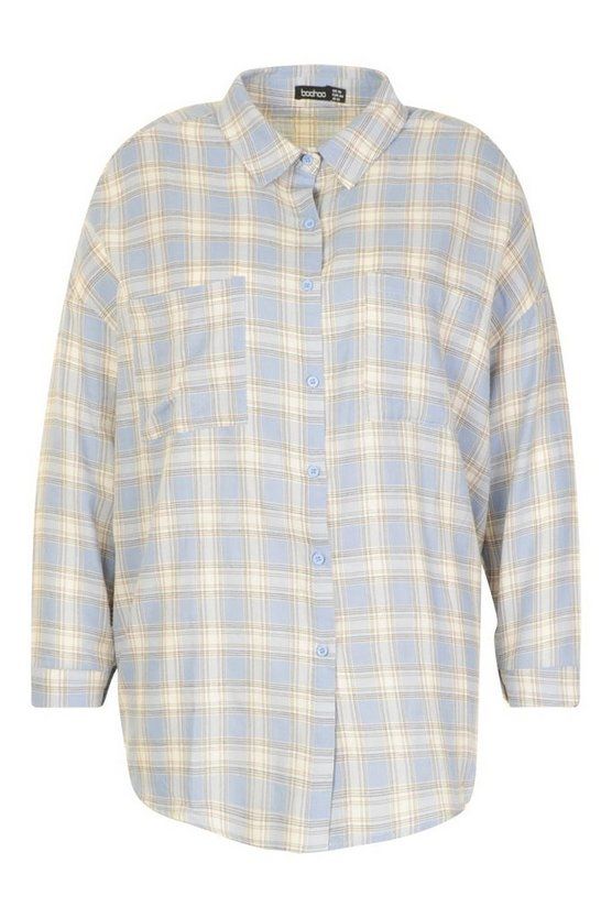 Plus Check Oversized Boyfriend Shirt | Boohoo.com (US & CA)