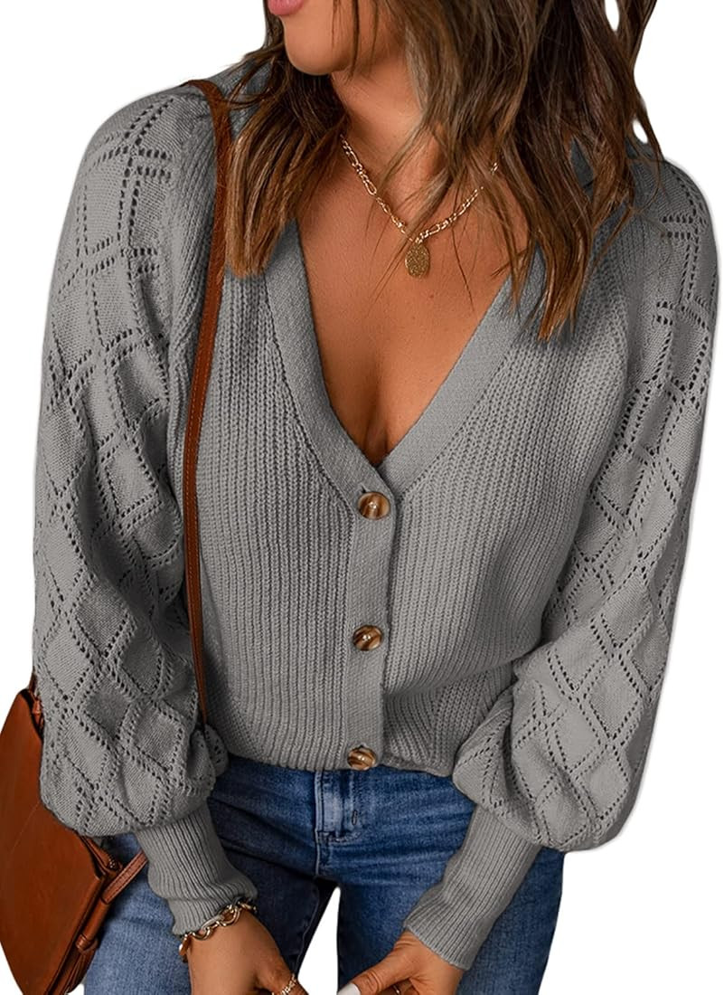 Astylish Women Long Sleeve Open Front Knit Button Down Cardigan Sweater | Amazon (US)