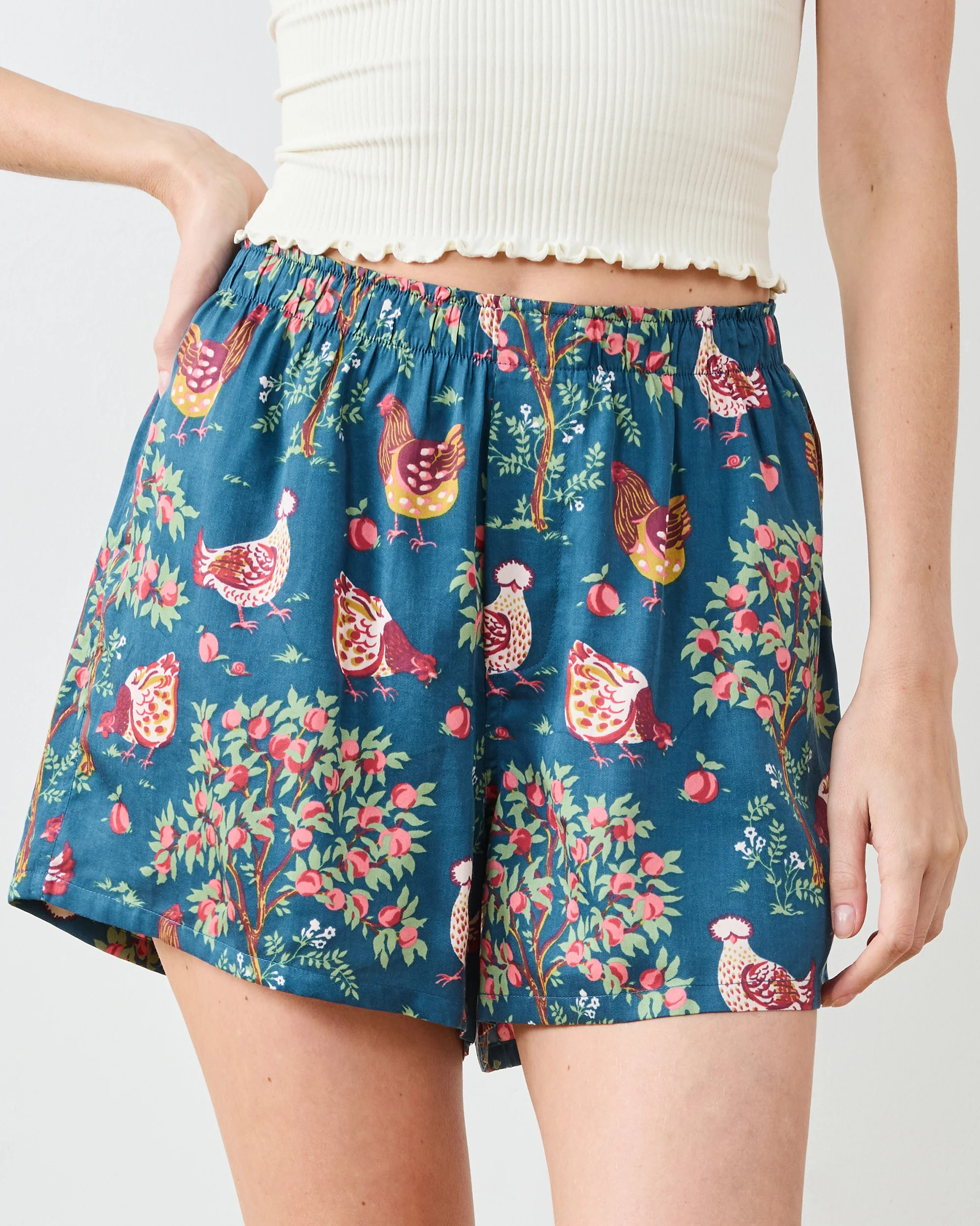 Hen House - Eco Satin Boyfriend Boxer - Navy | Printfresh