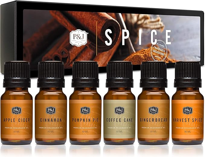 Spice Set of 6 Premium Grade Fragrance Oils - Cinnamon, Harvest Spice, Apple Cider, Coffee Cake, ... | Amazon (US)