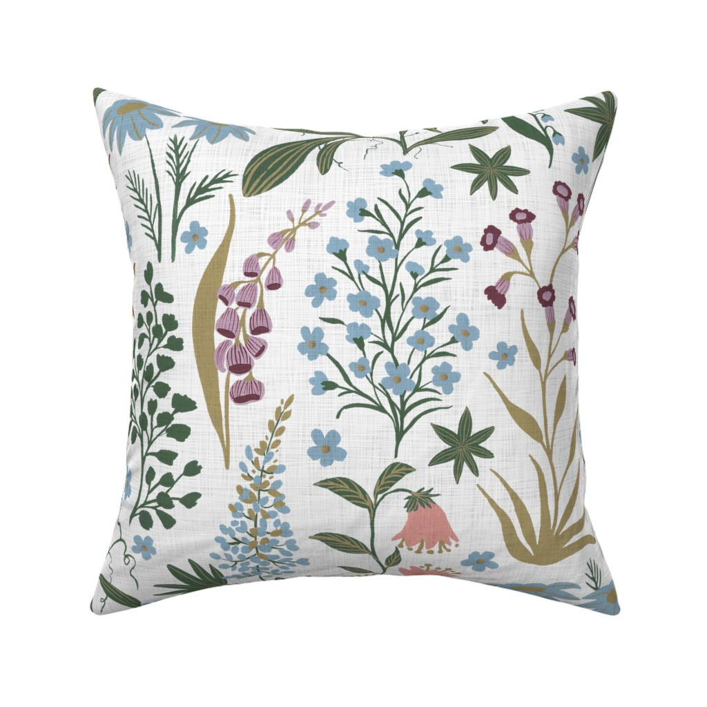 24" x 36"-Vintage Wildflower Meadow Collage on Off White Linen Throw Pillow | Spoonflower | Spoonflower
