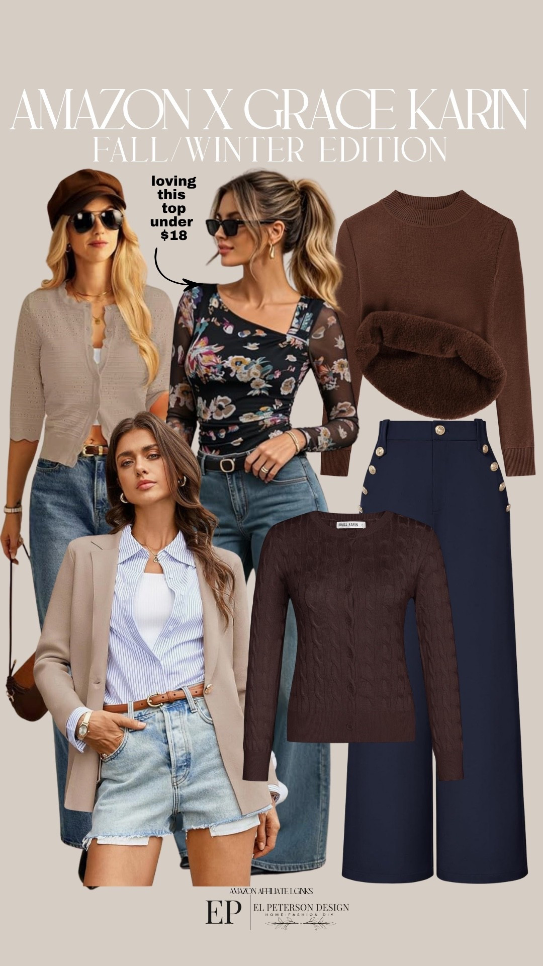 Amazon
Top
Pants
Blazers
Sweater
Cardigan