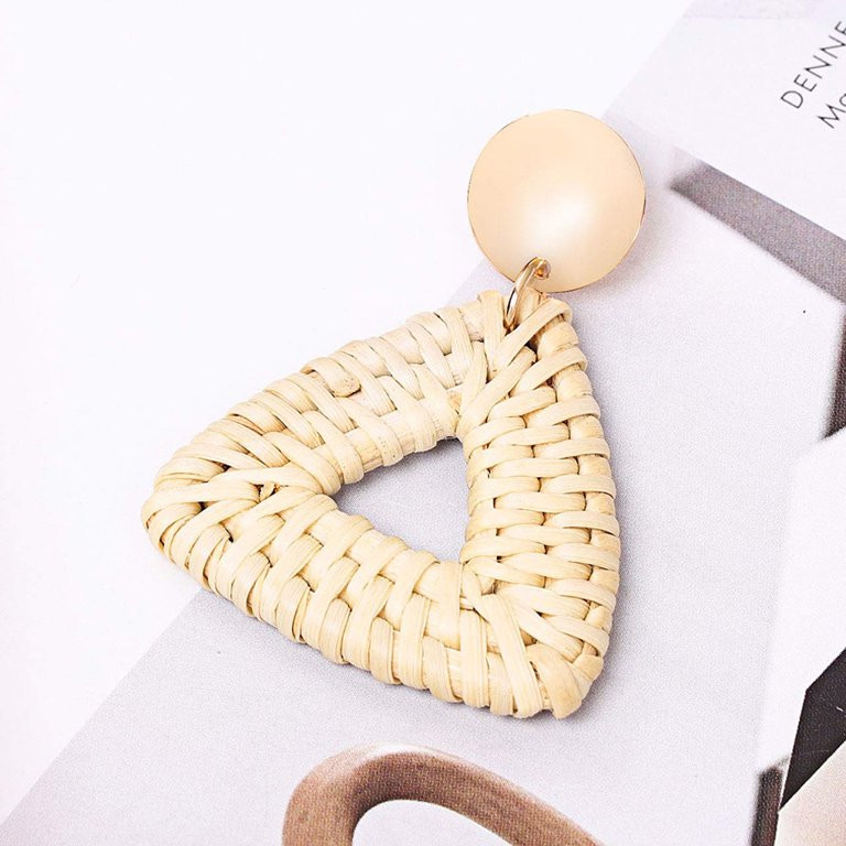 Rattan Earrings Geometric Long-time Service Handmade Fashion Straw Wicker Vintage Bohemia Styles | Walmart (US)