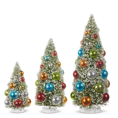 RAZ Imports Snowy Bottle Brush Trees with Ornaments, 12 inches | Amazon (US)