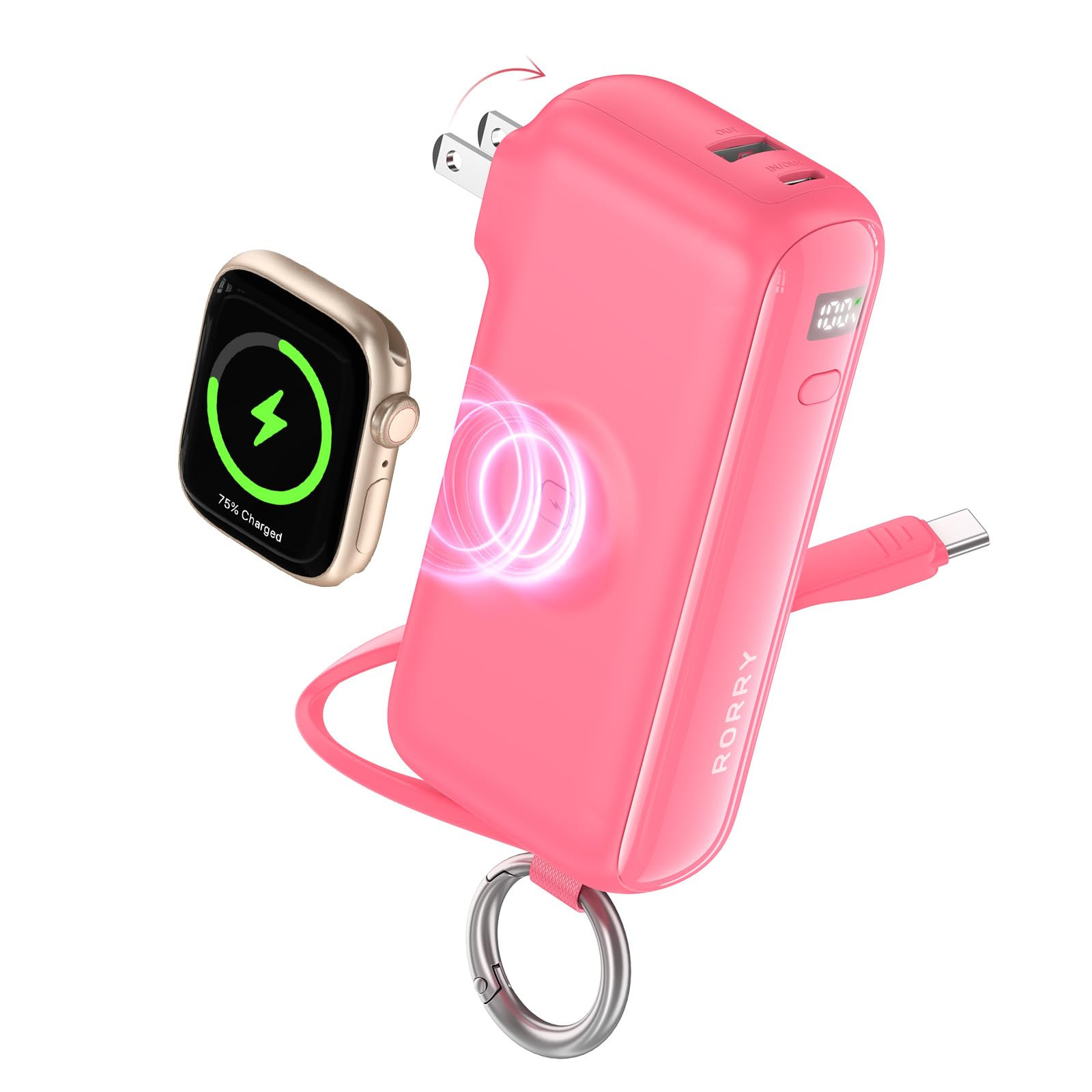 RORRY Flow Portable Charger, 10000mAh 40W Fast Charging Power Bank with Built-in USB C Cable and ... | Amazon (US)