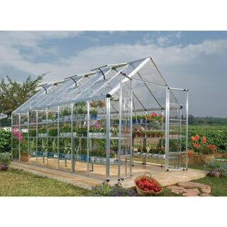 Snap and Grow 8 ft. x 16 ft. Silver/Clear Polycarbonate DIY Greenhouse Kit | The Home Depot