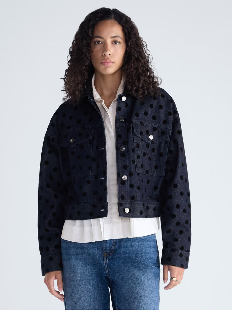 Free Assembly Women's and Women's Plus Flocked Denim Trucker Jacket, Sizes XS-4X | Walmart (US)