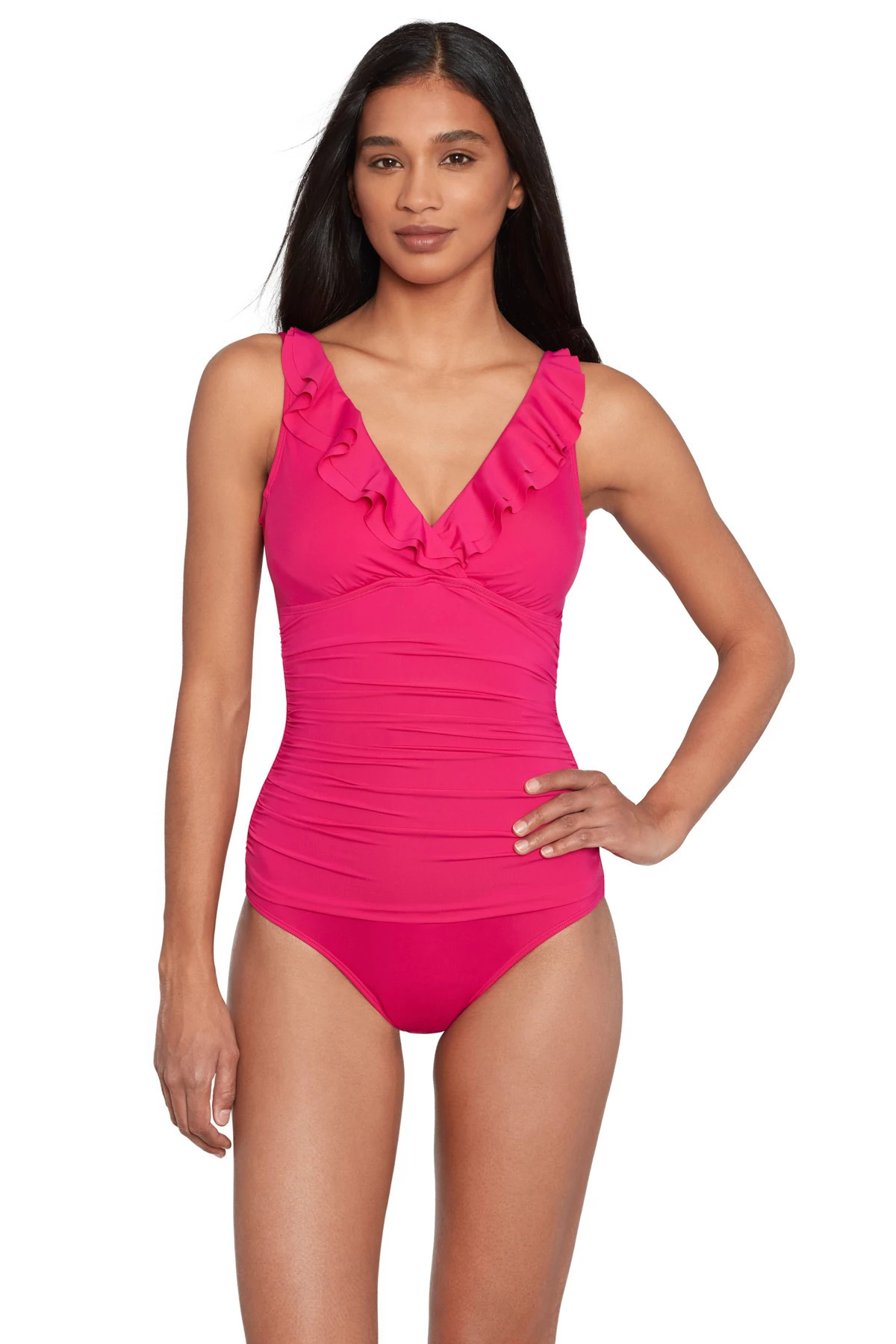 Ruffle Over The Shoulder One Piece Swimsuit | Everything But Water
