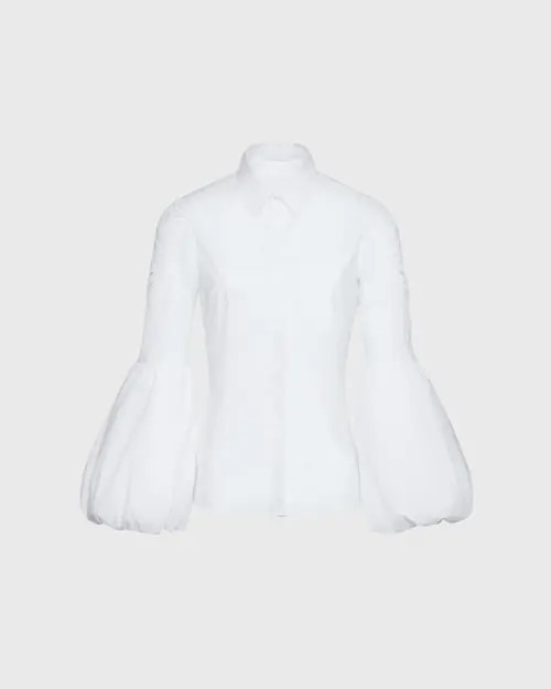 Anne Fontaine Laora Balloon Sleeve Shirt in White at Nordstrom, Size Large Uk | Nordstrom