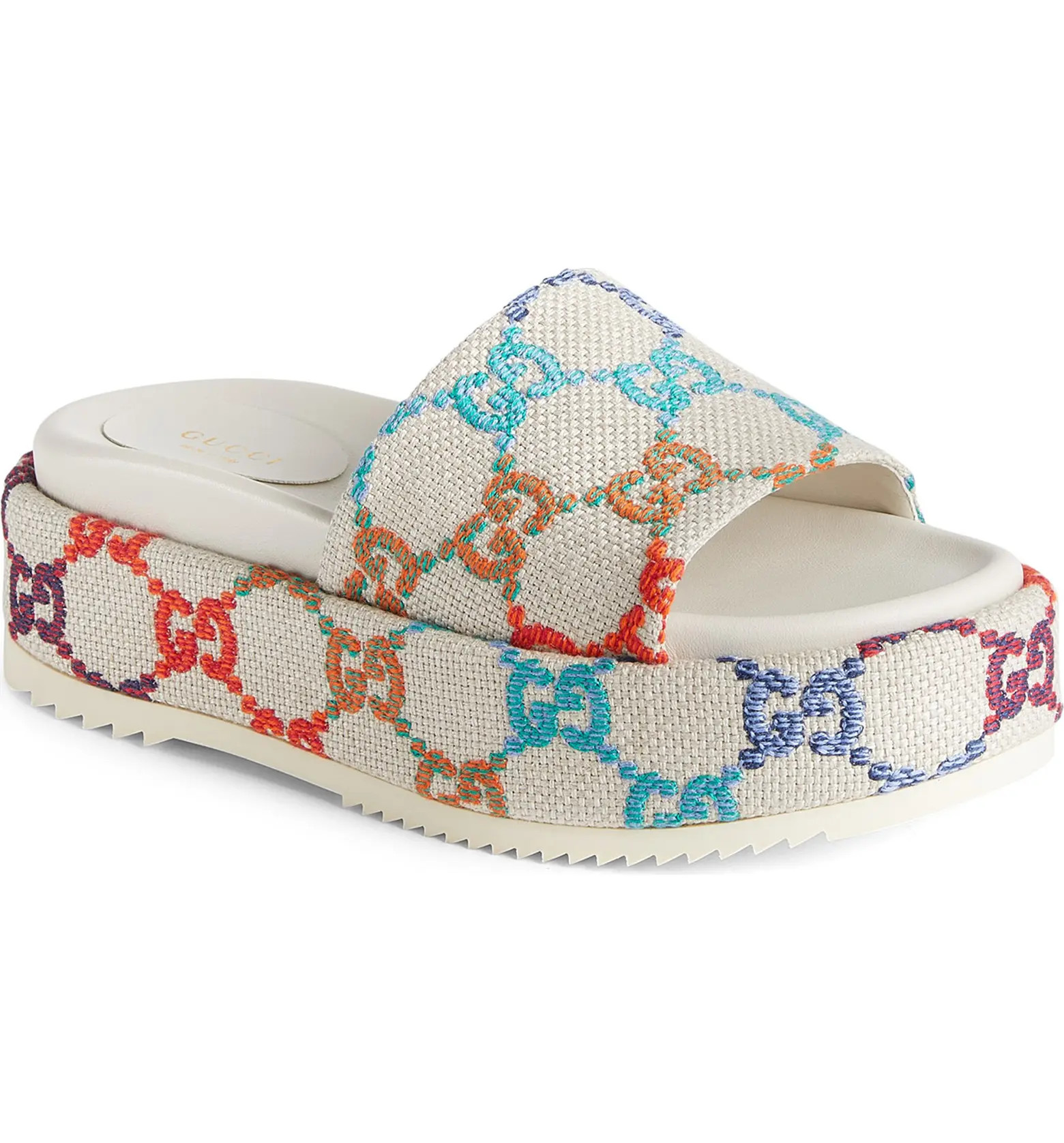 Gucci Angelina Embroidered Logo Platform Slide Sandal | Nordstrom | Nordstrom