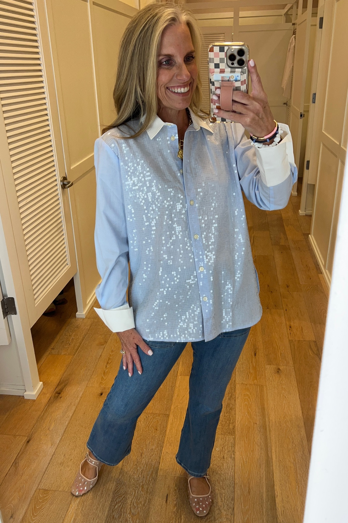 In love with the sparkle this too adds. Don’t be afraid of the sequins!!! Wear casually or dresses up 
Red shoes would be so cute ❤️😉

#LTKStyleTip #LTKOver40 #LTKSaleAlert