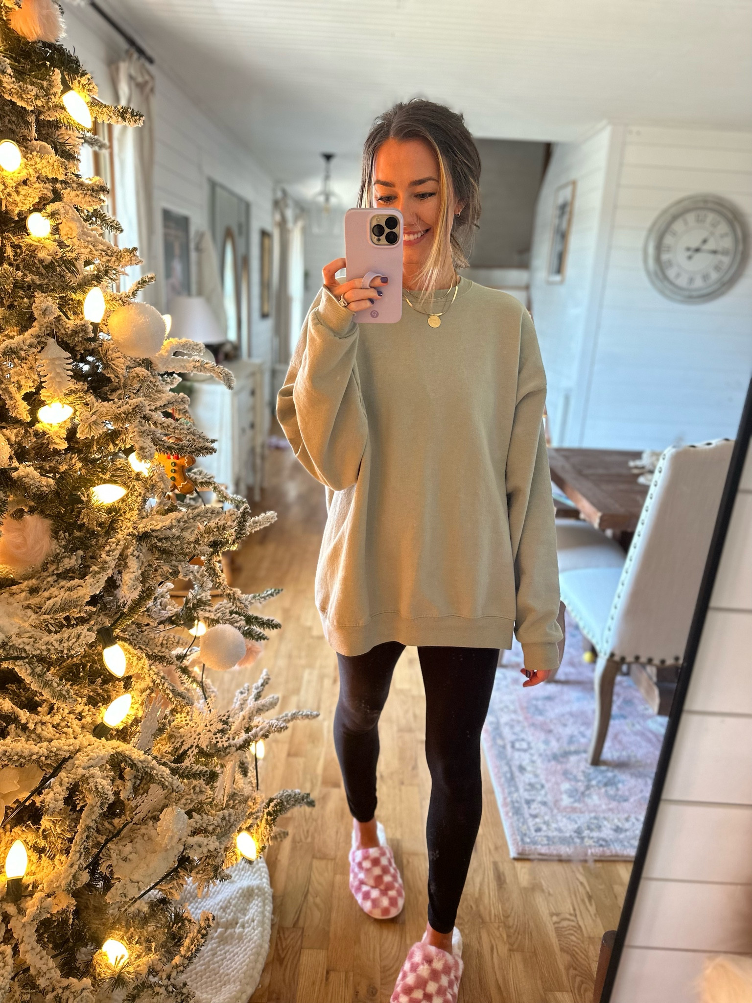 Fall uniform 🫡  men’s sweatshirt, Amazon leggings, checkered slippers, target, Walmart fashion 

#LTKSeasonal #LTKsalealert #LTKshoecrush