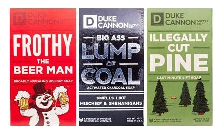 Duke Cannon Supply Co. Holiday Soap Set - Big Ass Lump of Coal, Illegally Cut Pine, Frothy The Be... | Amazon (US)