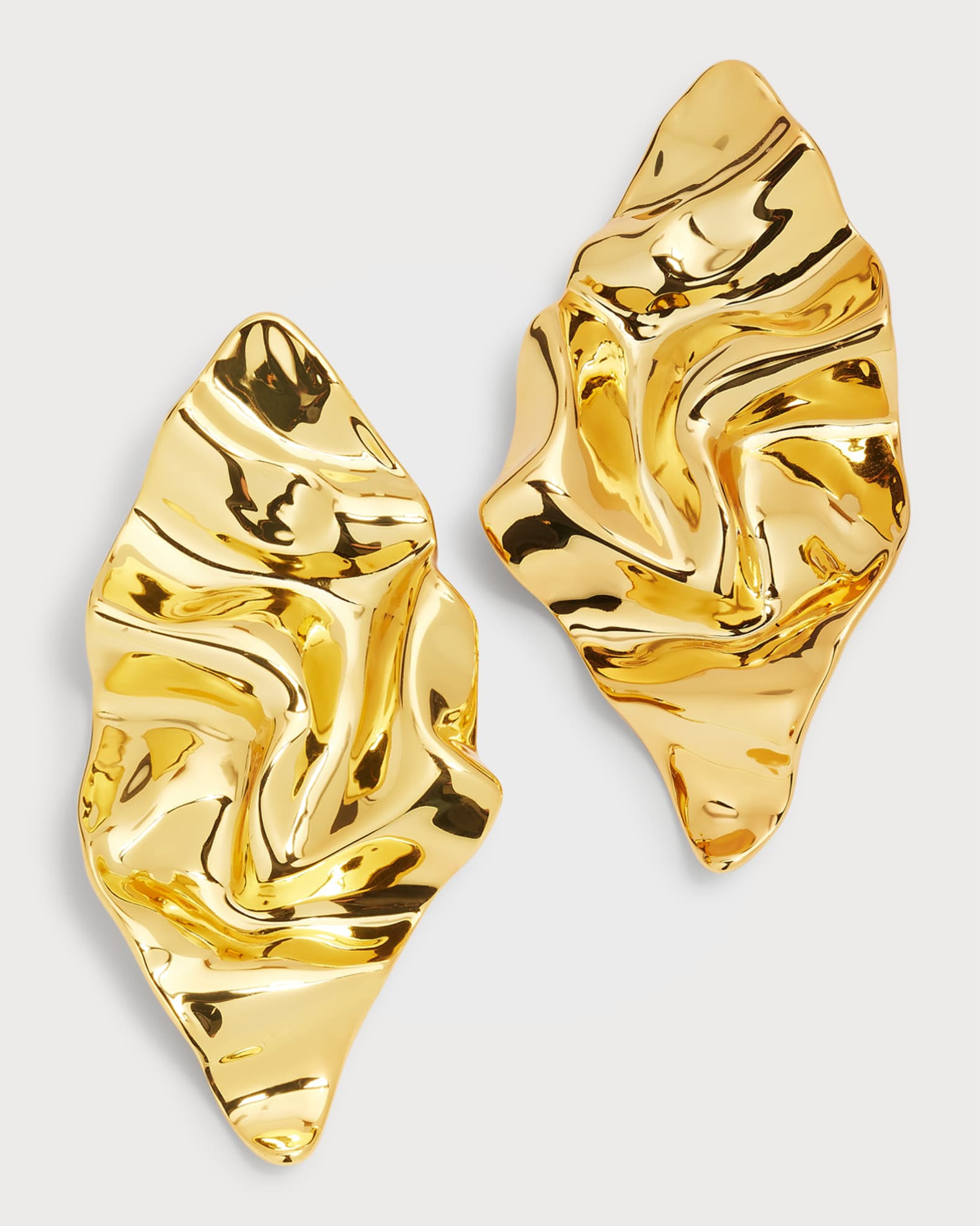 Alexis Bittar Crumpled Gold Large Post Earrings | Neiman Marcus