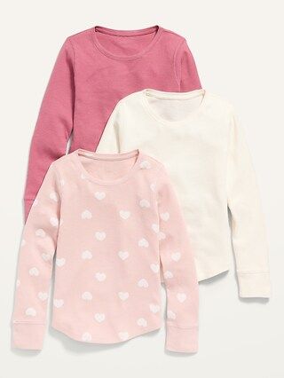 Long-Sleeve Printed Thermal-Knit T-Shirt 3-Pack for Girls | Old Navy (US)