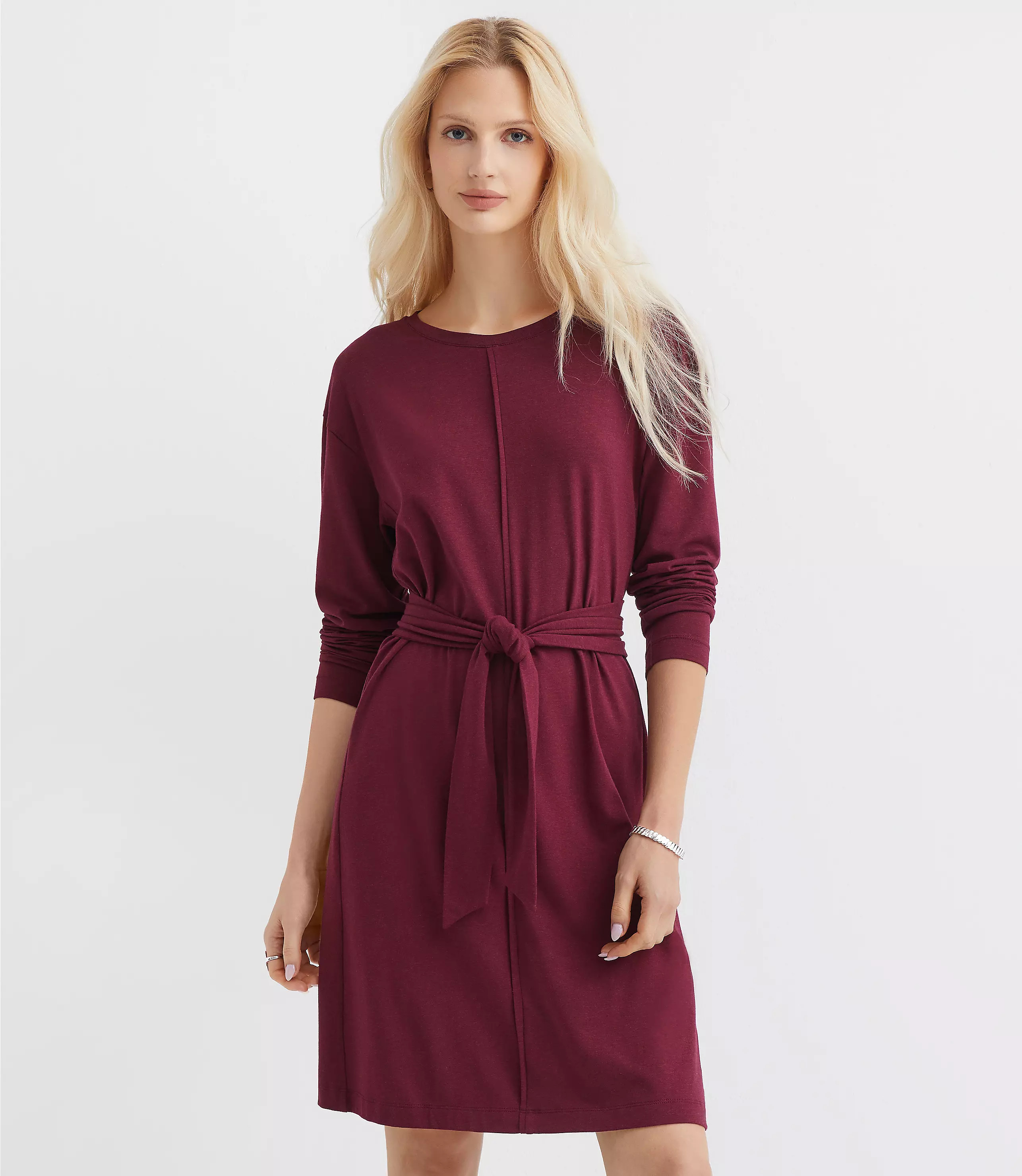 Heathered Tie Waist Mini Dress | LOFT