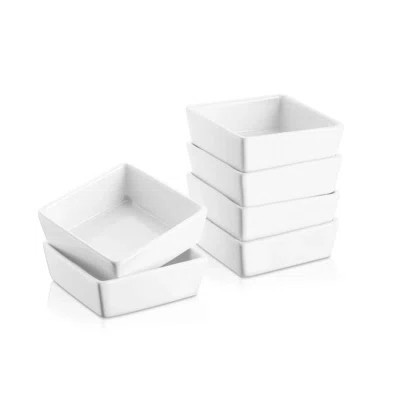 Square Porcelain Ramekins, Set of 6 - White Mini Baking Dishes | Wayfair North America