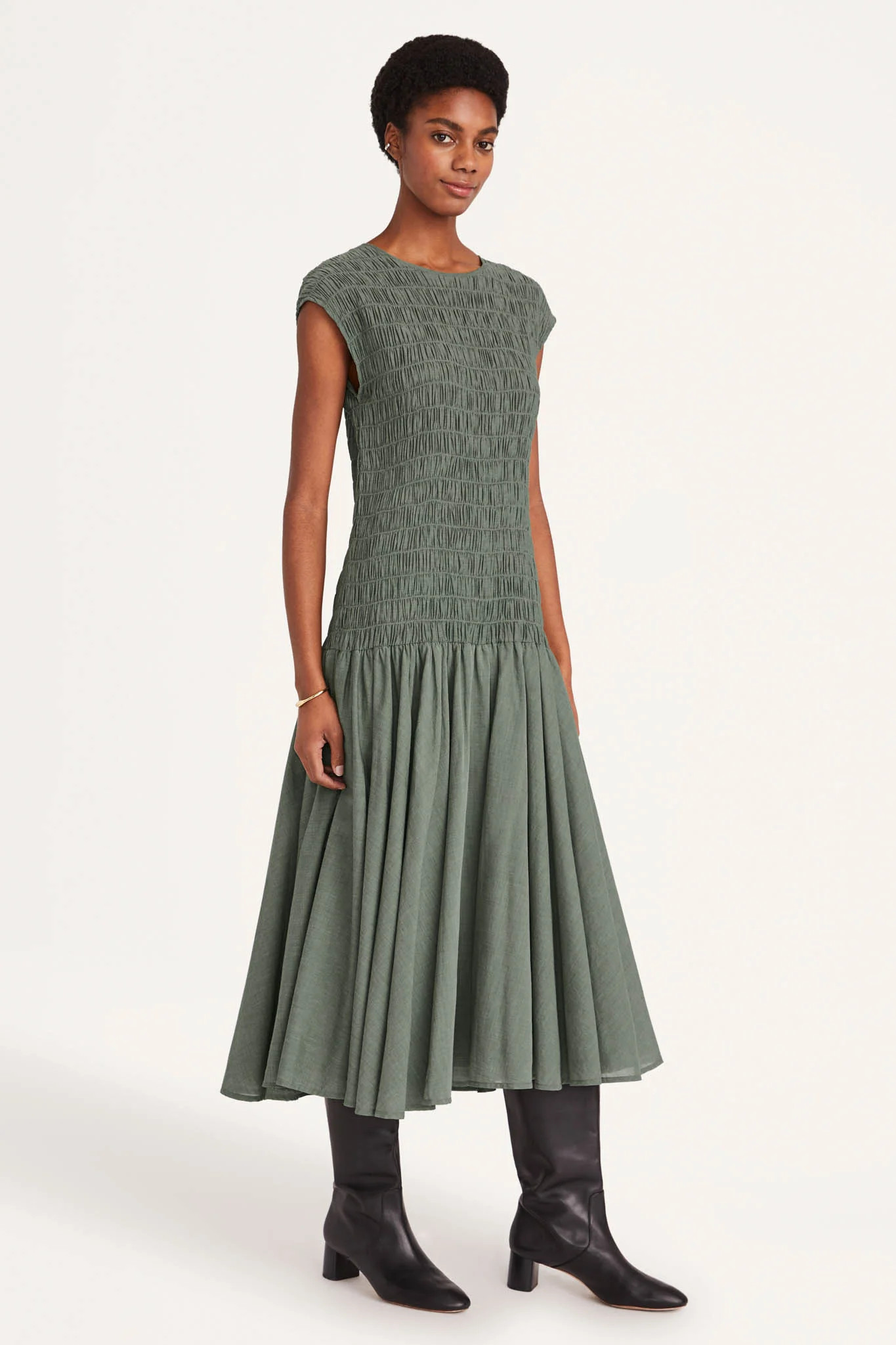Stijl Dress in Moss Chambray | Merlette NYC