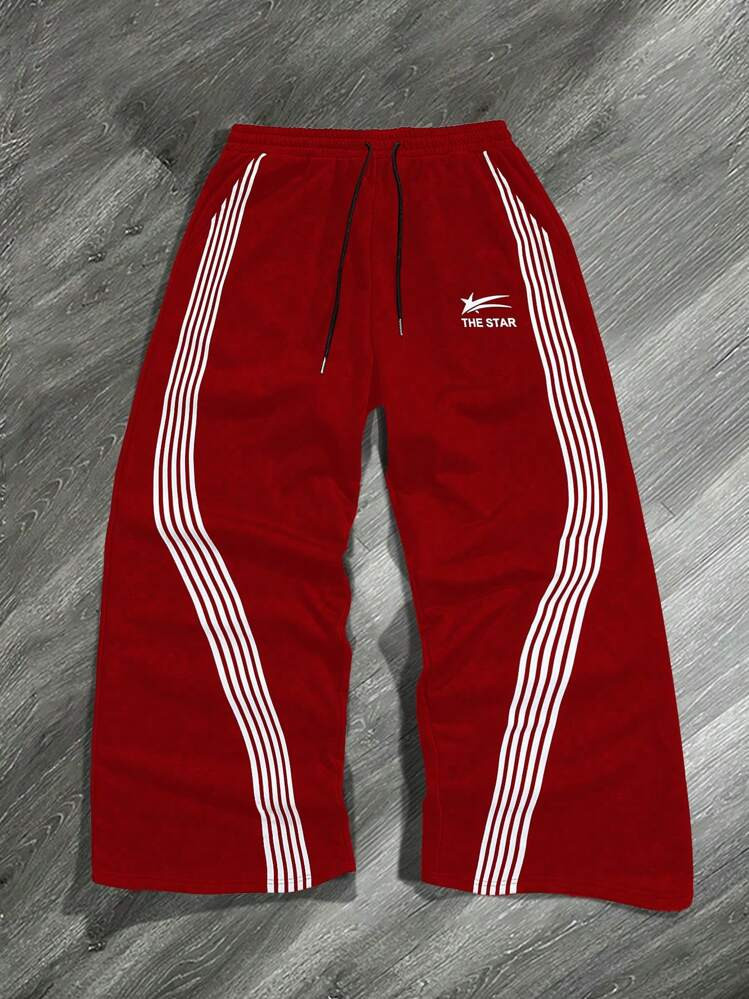 Manfinity Sporsity Men's Loose Slogan Graphic Drawstring Waist Sweatpants, For Rave, Back To Scho... | SHEIN