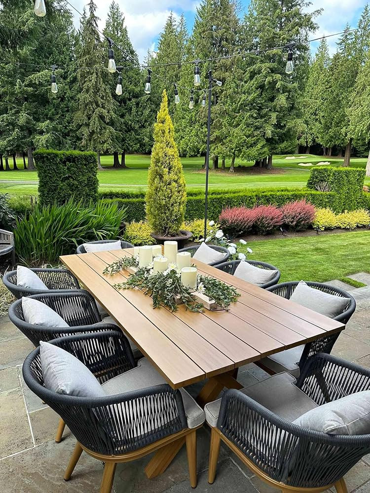 PURPLE LEAF 9 Pieces Patio Dining Set Wicker Outdoor Furniture Rectangular Table and Chairs Set f... | Amazon (US)