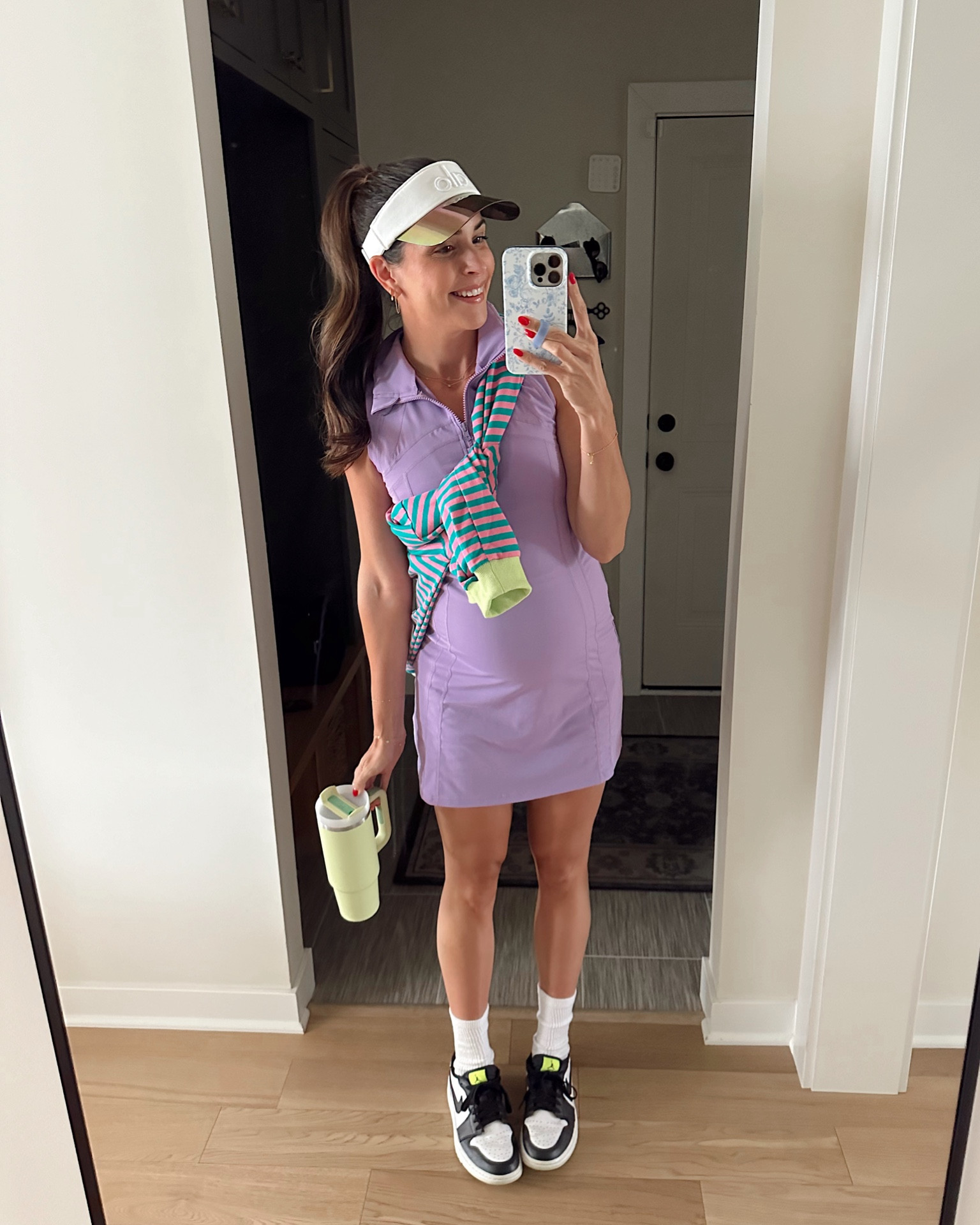 My golf outfit last night was extra fun & colorful for our Hawaiian night scramble! 🌺
Amazon dress has been a bestseller and it’s so comfortable! I have it in 2 colors and is bump friendly. I size up to a M and wear my own biker shorts underneath. 
Golf sneakers: tts 
Striped pullover: sized up for oversized fit (L) 

#LTKBump #LTKActive #LTKFitness