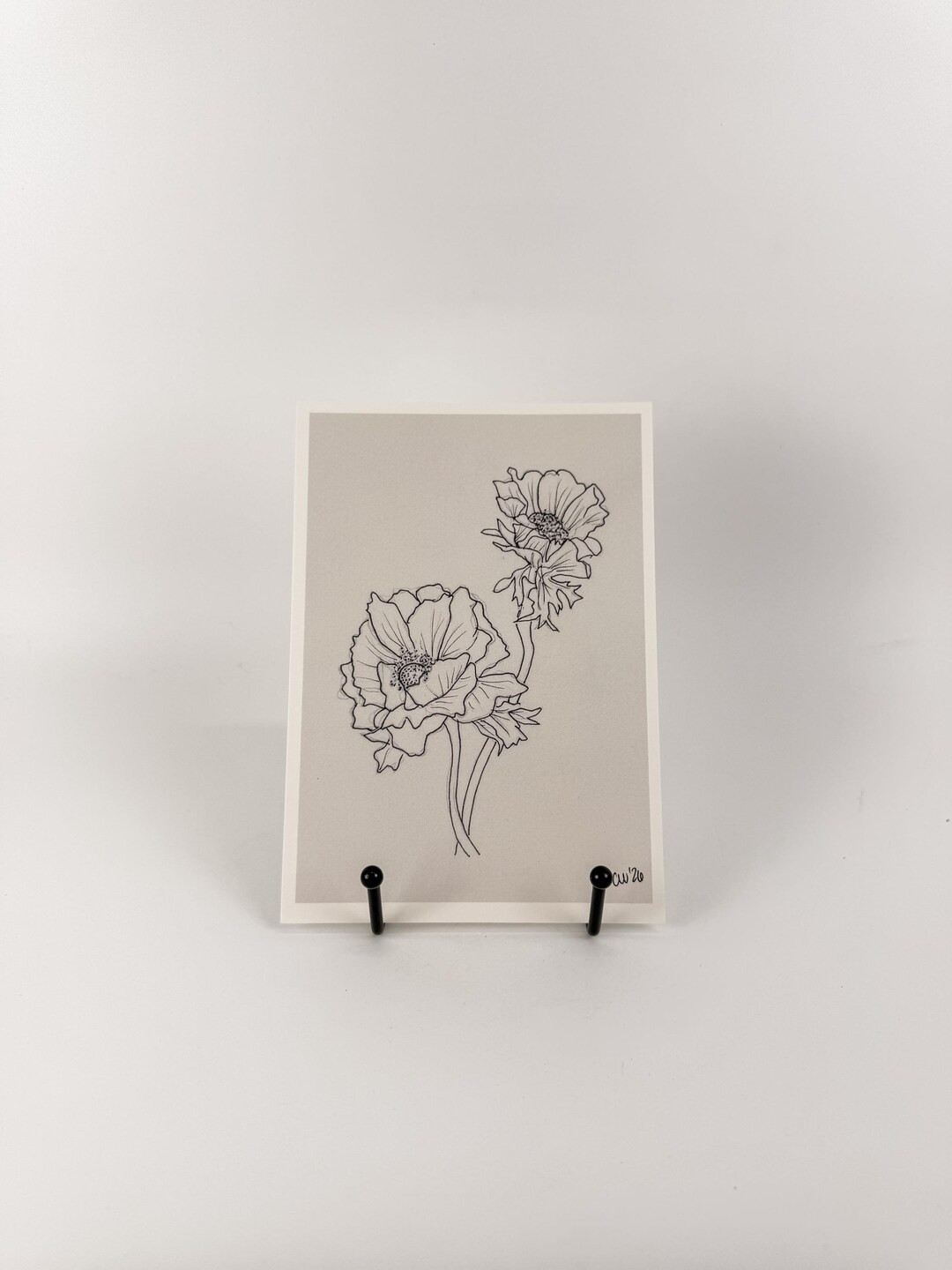 Anemone Flower Art Print, 5x7 Print Of Floral Drawing, Black And White Garden Inspired Wall Art (... | Etsy (Global)