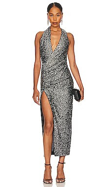 NBD Etha Midi Dress in Gunmetal Silver from Revolve.com | Revolve Clothing (Global)