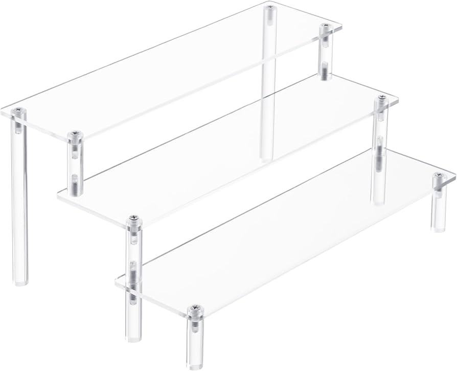 Famyards Acrylic Display Risers, Perfume Stand Organizer 3 Tiered Cupcake Stand Clear Acrylic Dis... | Amazon (US)