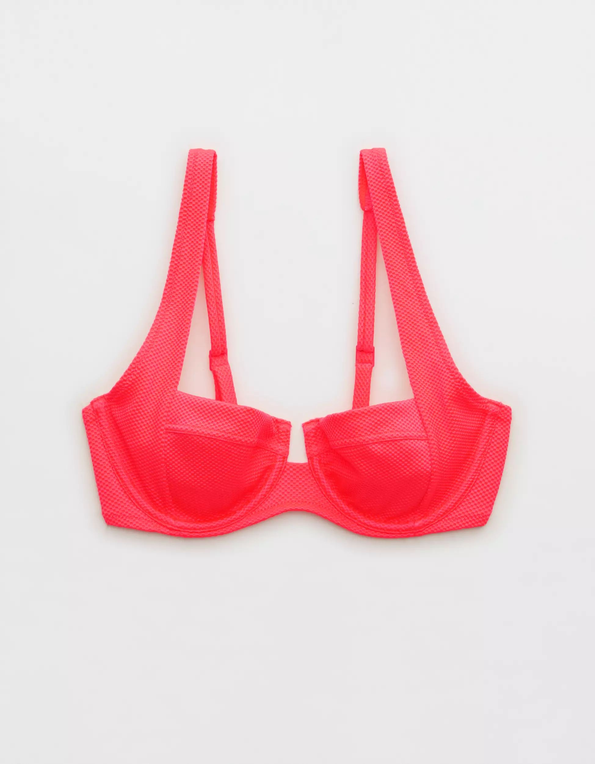 Aerie Shine Pique Wide Strap Unlined Underwire Bikini Top | Aerie