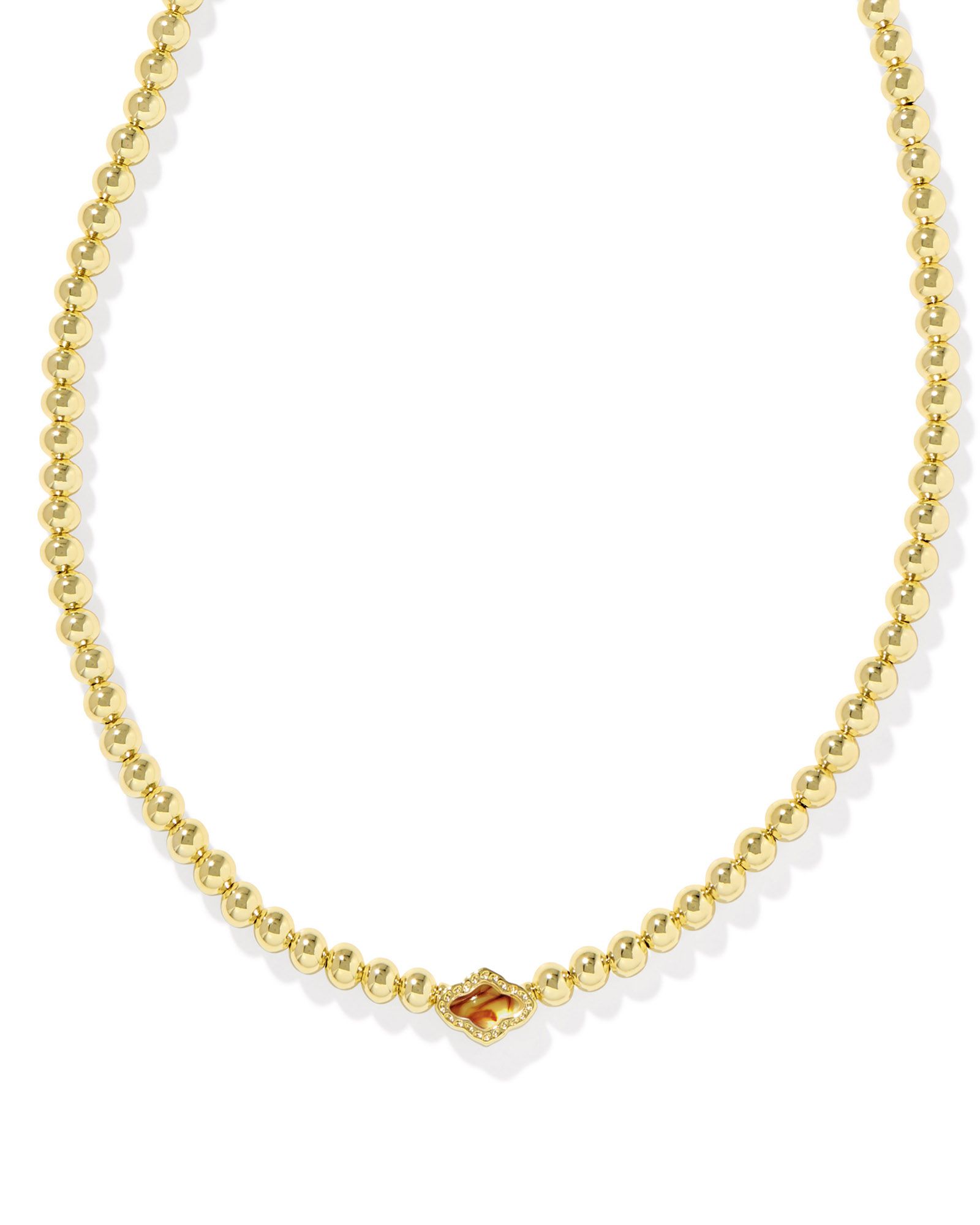 Abbie Gold Beaded Necklace in Natural Mother-of-Pearl | Kendra Scott