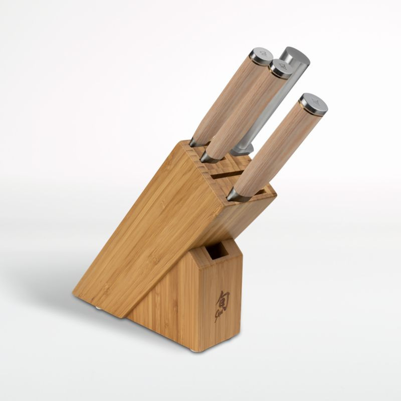 Shun Premier Blonde 5-Piece Knife Block Set + Reviews | Crate & Barrel | Crate & Barrel