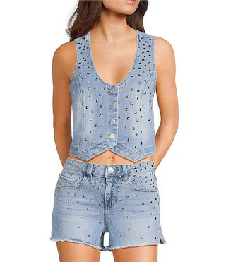 Stevie Jeans Studded Denim Vest | Dillard's | Dillard's