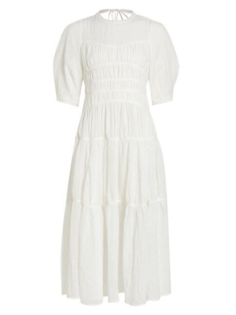 Puff-Sleeve Midi-Dress | Saks Fifth Avenue