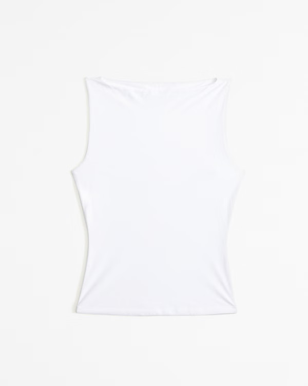 Cotton-Blend Seamless Fabric Ruched Portrait Top | Abercrombie & Fitch (US)