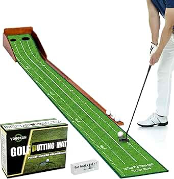 Putting Green Indoor,Wrinkle-Free Golf Mat with Auto Ball Return - Durable Solid Wood Base, Luxur... | Amazon (US)