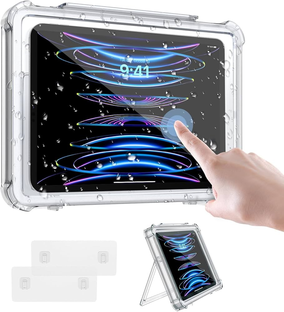 MoKo Shower Tablet Holder, Waterproof Shower iPad Holder Wall Mount Up to 11", 360°Rotation Bath... | Amazon (US)