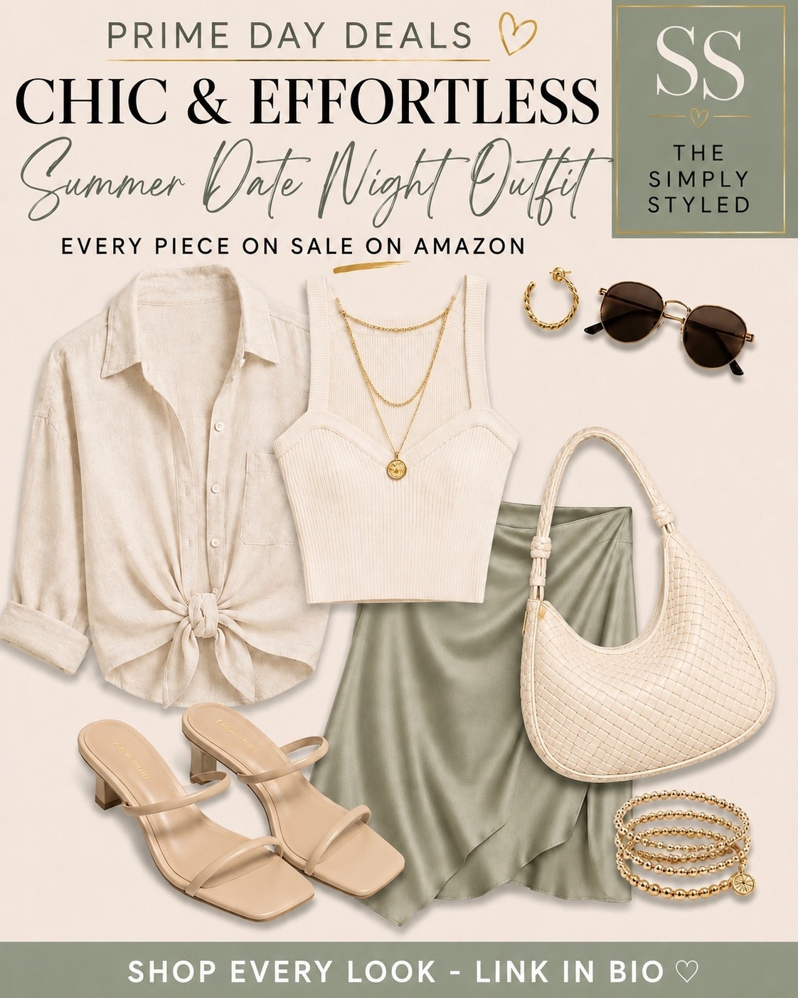 PRIME DAY DEALS!!!

This might be the prettiest Prime Day outfit yet. ✨ A satin skirt, creamy neutrals, and woven textures create an elevated summer date night look that feels designer-inspired without the designer price tag. Every piece is on sale—shop the full outfit through the link in bio before these deals are gone. 🤍

#LTKootd #LTKSaleAlert
