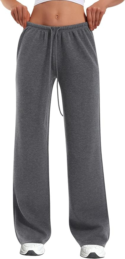 HeSaYep Women's Wide Leg Sweatpants Straight Leg Lowrise Sweat Pants Drawstring Elastic Low Waist... | Amazon (US)