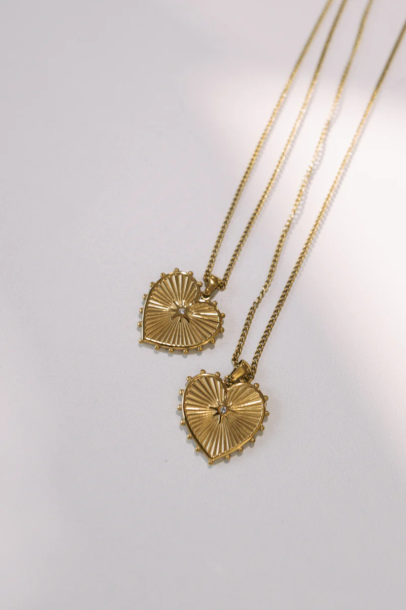 Femi Gold Heart Locket Herringbone Necklace - Beljoy Jewelry | BÉLJOY