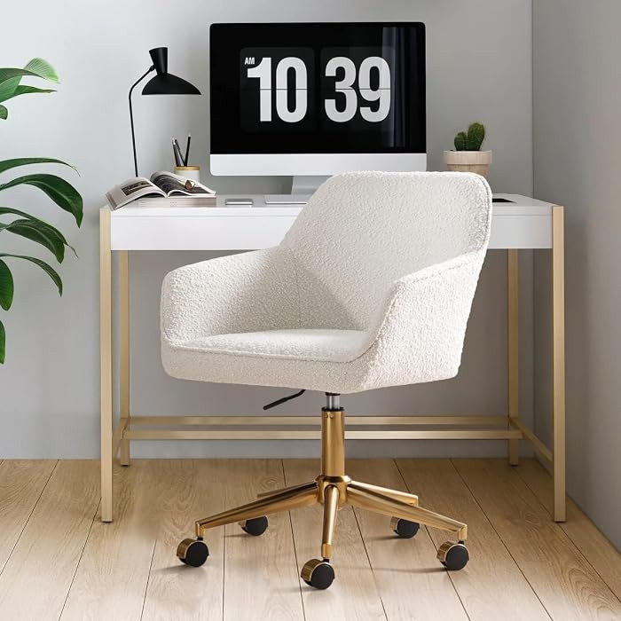 Zesthouse Modern Desk Chair with Wheels, White Swivel Vanity Chair for Girl | Amazon (US)
