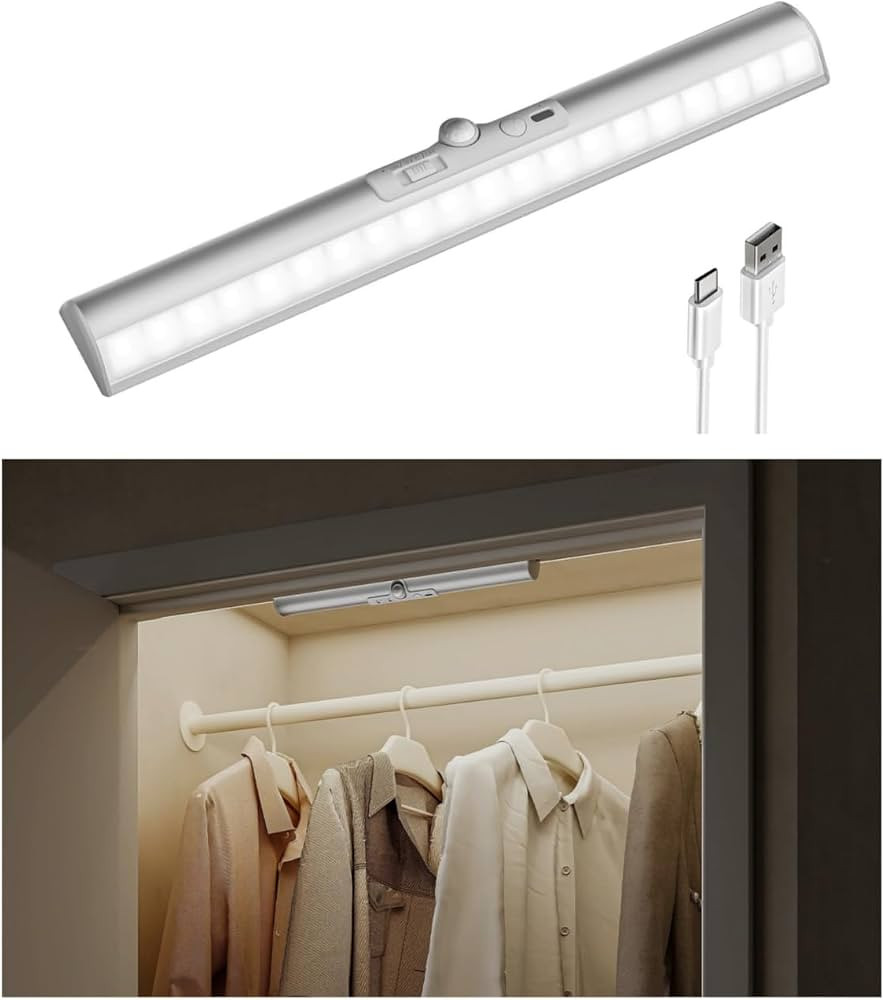 EZVALO 15inch Motion Sensor Closet Light, 1800mAh Rechargeable Battery-Operated LED Light, Rotata... | Amazon (US)