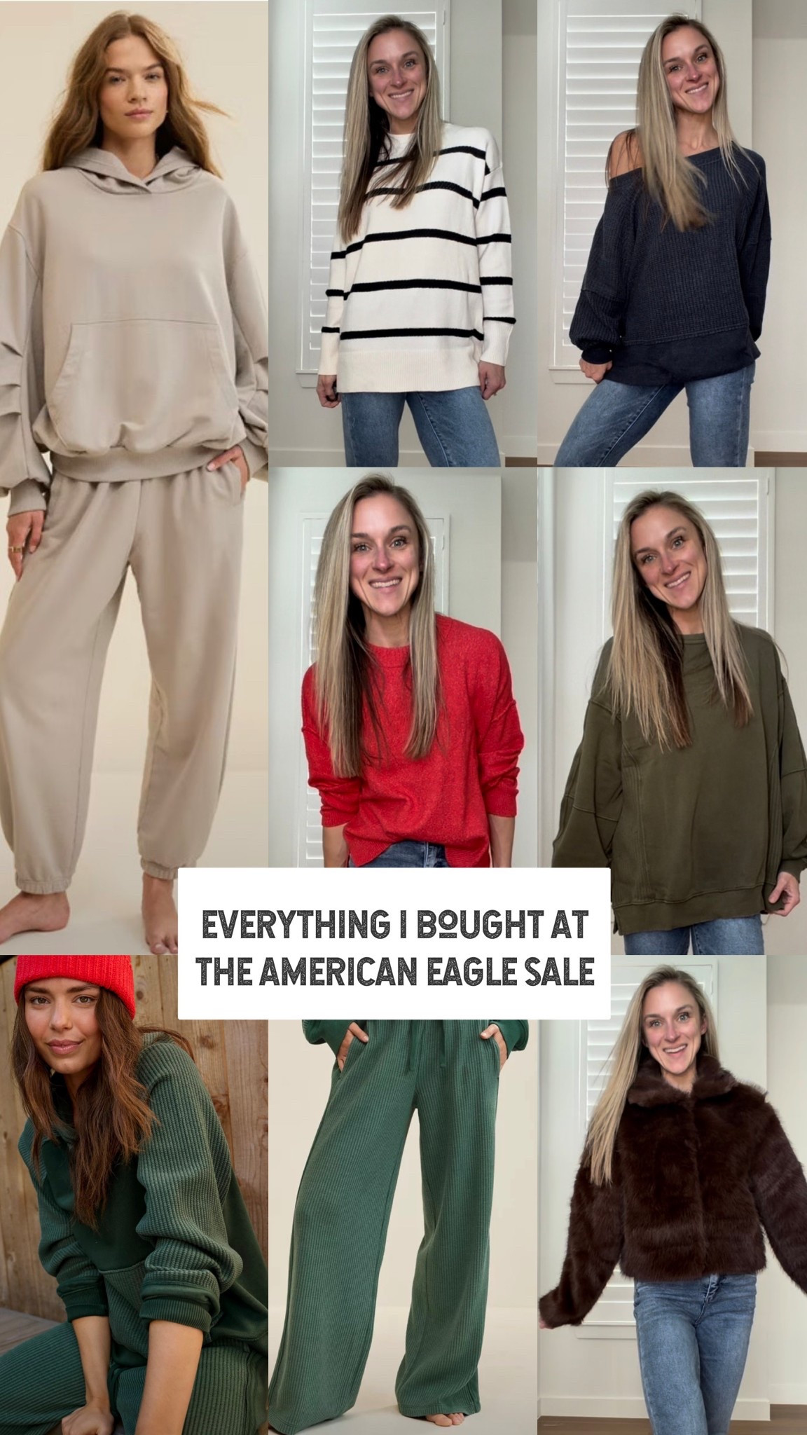 Y’ALL—AE BLACK FRIDAY IS INSANE RIGHT NOW 😱🔥

40-50% OFF EVERYTHING & I just went full chaotic-shopping-mom mode! Cozy hoodies, that viral striped sweater, the chocolate faux-fur coat of my dreams, lounge sets, wide-leg sweats… I bought it ALL.

Sizes are selling out quickly! Wearing a size small in all items. 

#AmericanEagleSale #AEBlackFriday #FallHaul #CozySeason #MomFashion

#LTKGiftGuide #LTKSaleAlert #LTKCyberWeek