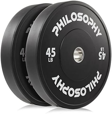 Philosophy Gym Olympic 2-Inch Rubber Bumper Plate - Black, Weight Plates | Amazon (US)